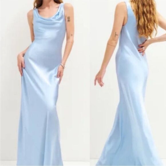 NEW Reformation Annabelle Silk Dress in Horizon Blue size 14 $448